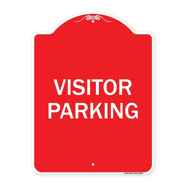 Signmission Designer Series Visitor Parking, Red & White Heavy-Gauge Aluminum Sign, 24" x 18", RW-1824-9869 A-DES-RW-1824-9869 - main